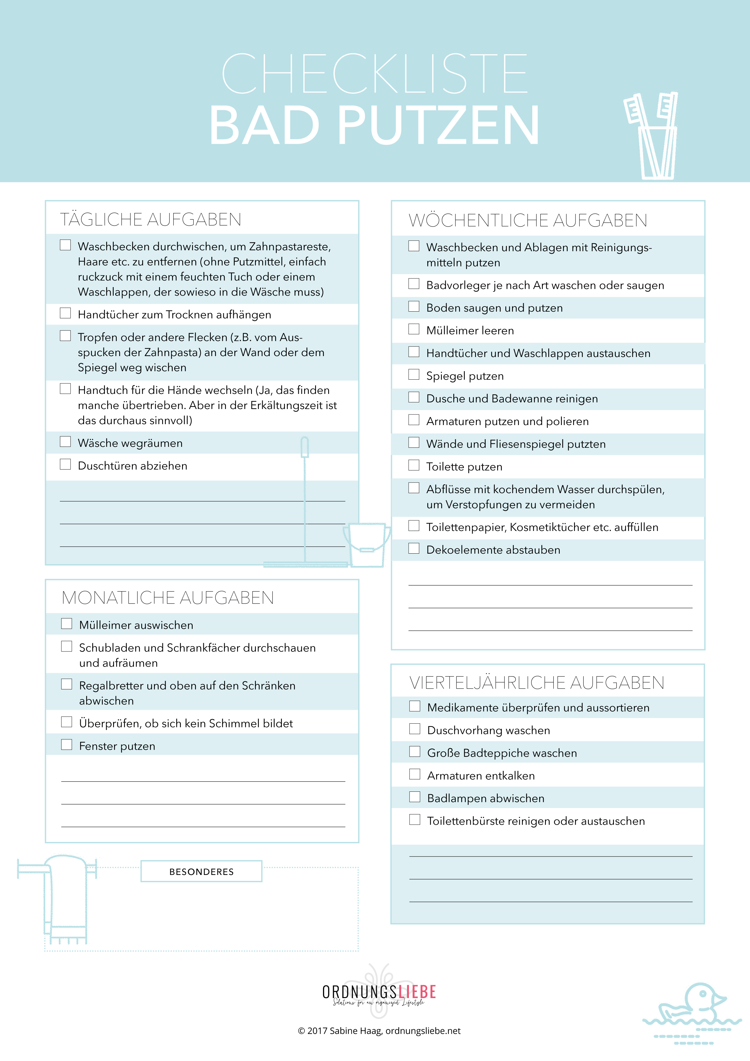 Checklisten Cheatsheets Ordnungsliebe