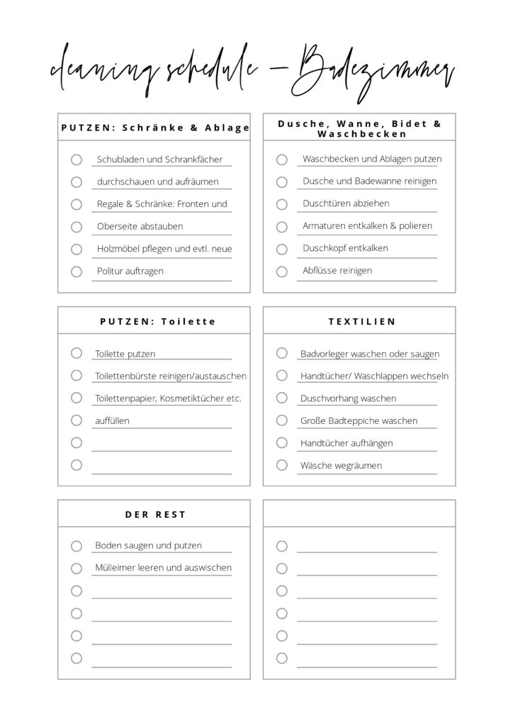 Checkliste Frühjahrsputz Bad