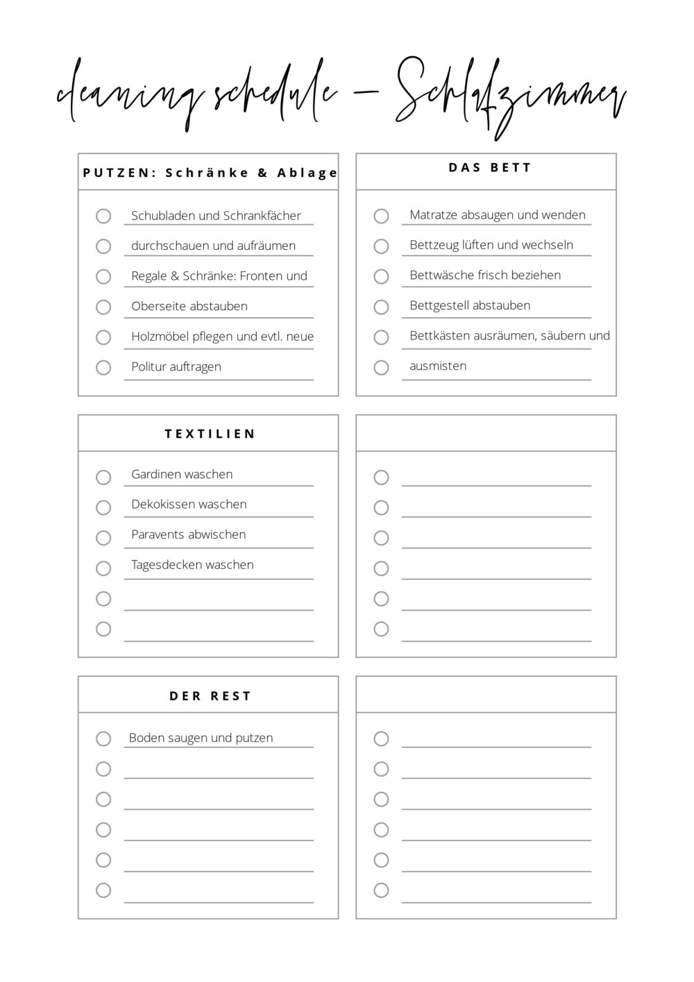 Frühjahrsputz Schlafzimmer mit kostenloser Checkliste